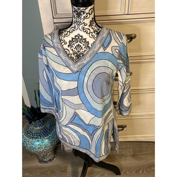 Womens Gretchen Scott blue geometric tunic small - Picture 2 of 10